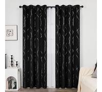 MAQUE Rideau Occultant Noir Rideaux Floral Rideau Fenetre Thermique Isolant Anti Froid à Oeillets pour Chambre Salon 2 Pièces Ensemble 140x200 cm (L x H)