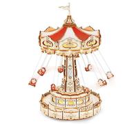 ROBOTIME Casse-tête en bois 3D Swing Ride – Carrousel balançoires 21,9×21,9×27,9 cm