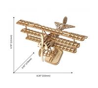 Maquette 3D en bois Biplan - ROBOTIME - Modèle Biplan - Jouet de construction - Jouets éducatifs