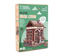 Maquette 3D en bois - GRAINE CREATIVE - 651073 - Vitrine Book Store - Vert - Kit à monter