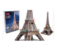 EXPLORA - Tour Eiffel - Puzzles 3D Lumineux - 540050-84 Pièces - Monument Historique - Niveau 6 - sans Colle Ni Ciseaux - Paris - Jeu de Construction - Cadeau - Maquette - À Partir de 8 Ans