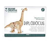 Maquette 3D Mécanique en bois - Diplodocus - Modélisme - Blanc - Enfant - 48 pièces