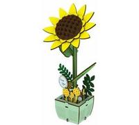Maquette - 3D - Puzzle - 74 Pièces en bois - Tournesol en pot - 9,4x7,9x21cm - Figured'Art