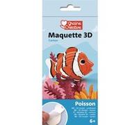 Maquette adhesive en carton 3D - Poisson Clown Bleu