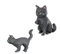 Maquette Blocs Mini Chat bleu 2 en 1, 2305 PCS avec Bouton Son Miaou