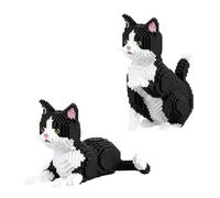 Maquette Blocs Mini Chat vache 2 en 1, 2305 PCS avec Bouton Son Miaou