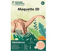 Graine créative Maquette en bois 3D Diplodocus – 38 pièces – 49x10x15cm – Multicolore – dès 8 ans