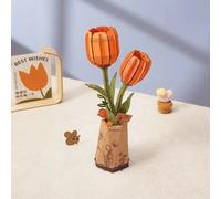 Maquette bois fleur - tulipe orange