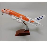 Maquette d'avion 20 cm pour Japan Airlines pour Airbus A380 Sea Turtle Alliage métallique moulé sous Pression Idéale comme modèle réduit Cadeau pour fêtes Occasions spéciales(Orange)