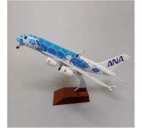 Maquette d'avion 20 cm pour Japan Airlines pour Airbus A380 Sea Turtle Alliage métallique moulé sous Pression Idéale comme modèle réduit Cadeau pour fêtes Occasions spéciales(Blue)