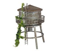 Maquette de Château d'eau Échelle 1/64 - Accessoire Modélisme Ferroviaire - Décor Table à Sable Robuste pour Collectionneurs- Rétro avec des Plantes