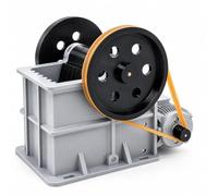 Maquette de concasseur à mâchoires électrique, modèle pédagogique | Structure imprimée en 3D, avec moteur électrique et transmission par courroie, pour démonstration des principes d'ingénierie