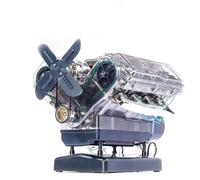 Maquette de moteur V8, Mini moteur de voiture, Plus de 200 pièces, incluant bougies d'allumage, lumières LED et base sonore, Modèle pédagogique pour expériences scientifiques,idéal pour l'enseignement