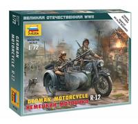 Maquette De Moto Allemande R-12 Avec Sidecar 1:72 ZVEZDA