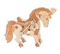 Maquette en bois 3D avec mécanisme - Cheval - 25 pièces - 14 x 9,5 x 3,5 cm Beige