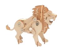 Maquette en Bois 3D avec mécanisme - Lion- 30 pièces - 13,7 x 4,3 x 9,6 cm - Animaux Sauvages Jungle articulés