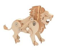 Maquette en bois 3D avec mécanisme - Lion- 30 pièces - 13,7 x 4,3 x 9,6 cm Beige