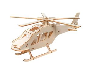 Maquette en Bois 3D - Hélicoptère- 35 pièces - 21,6 x 9,4 x 18,4 cm - Puzzle Transport Aviation