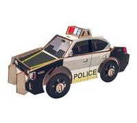 Maquette en bois 3D + stickers - 30 pièces - voiture de police - 18,5 x 8,5 x 9,5 cm Multicouleur