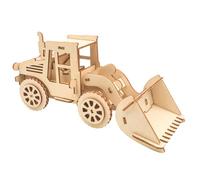 Maquette en Bois 3D - Tractopelle - 40 pièces - 17 x 8 x 7 cm - Puzzle 3D Pelleteuse Engin de Chantier Camion