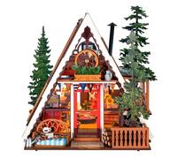 Maquette en bois chalet montagnard et sapins