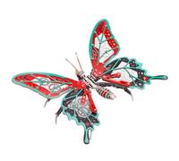 Maquette en Métal 3D, Papillon Mécanique Puzzle 3D Métal Steampunk, Cadeaux Et Décoration De Bureau pour Les Amateurs Et Passionnés De Puzzles (100 Pièces/Rouge)