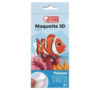 Maquette adhesive en carton 3D - Poisson Clown Bleu