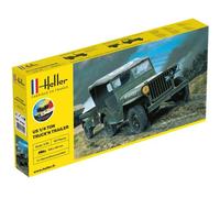 Maquette Véhicule Militaire : Starter Kit : Us 1/4 Ton Truck'n Trailer-Heller