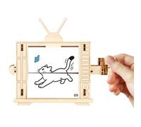 Maquettes de Construction pour | Forme TV rétro en Bois pour projets éducatifs à la Maison et matériel pédagogique, Ensemble de Machine d'animation avec manivelle Manuelle, pour Noël, Nouvel