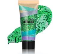 Maquillage à paillettes pour le visage, les festivals de sirène, gel pailleté pour le visage, les fêtes, le visage, les cheveux, les lèvres (vert)