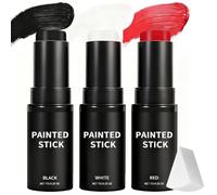 Maquillage Blanc Noir Rouge Halloween pour Visage - Kit Bâtons de Maquillage Professionnel Waterproof, parfait pour cosplay, vampire, zombie, infirmière, accessoire de décoration, 21g