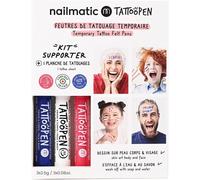 Maquillage Bleu Blanc Rouge Kit Du Supporter - 3 X Feutre Peau Visage Corps + Planche De Tatouages - Stylo Tatouages Temporaires - Crayon Maquillage Supporter Equipe France Foot, Rugby[Z3776]
