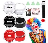 Maquillage clown d'Halloween noir blanc rouge maquillage avec 5 pinceaux maquillage vampire crème visage couleur corps SFX maquillage joker gothique zombie maquillage pour adultes enfants carnaval