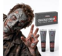 Maquillage Craquelé Halloween Gris 2x25g I Peinture Visage Statue | La crème se fend toute seule en séchant : granit usé, ange de cimetière, momie desséchée.
