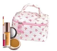 Maquillage de fleurs, sac de maquillage rembourré, maquillage esthétique, organisateur éthique, toilette réutilisable, grande capacité pour les voyages, la salle de bain et, rose, Voir la description