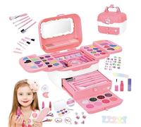Maquillage de jouets, maquillage de jeu pour filles | Jeu d'habillage de princesse lavable | Kit de maquillage pour tout-petits avec miroirs, jeu d'habillage de princesse, jouet de noël et d'anniversa