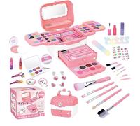 Maquillage de jouets, maquillage de jeu pour filles - Jouets cosmétiques lavables pour filles,Kit de maquillage pour tout-petits, princesse petites, kit de d'anniversaire avec miroir