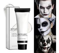 Maquillage De La Face Blanche - Fondation À Longue Tenue De 37 Ml, Liquide Macué À Feuilleton, Base Imperméable Portable | Crème Pour Adultes Fête De Noël Halloween Cosplay Theatre Performance