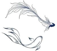 Maquillage de tatouage,tatouage temporaire, Beaux autocollants de tatouage, 4 feuilles d'autocollants de tatouage temporaire Koi Goldfish longue durée 1-2 semaines faux tatouages clavicule kit d'aut