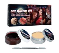 Maquillage d'Halloween, kit d'effet spécial 2-en-1 pour la peinture corporelle, effets de la blessure du nez à sourcils avec formule de beauté lavable pour les pour adultes de théâtre