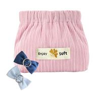 Maquillage en velours côtelé - Petit et doux de 15,2 x 10,2 cm, organisateur d'ouverture élastique, étui de rangement | Accessoire de beauté portable pour épingle à cheveux, rose, Voir la description