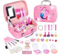 Maquillage Enfant Filles,Lavable Malette Maquillage Jouet pour Enfant,Coffret de Princesse Fille Makeup Set Cadeau de Noël