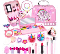 Maquillage Enfant Jouet Filles, 23 Pcs Lavable Malette Maquillage Jouet Pour Enfant, Valise Beauté Pour Enfant, Cadeau De Noël Anniversaire Jouet Pour Princesse Fille 3 4 5 6 7+ Ans