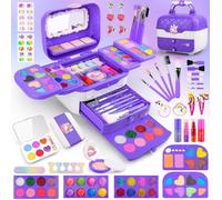 Maquillage Enfant Jouet Filles 4 5 6 7 8 9 10+ Ans,80 Pcs Lavable Malette Maquillage Jouet pour Enfant,Valise Beauté