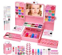 Maquillage Enfant Jouet Filles - 57PCS Frozen Coffret Maquillage Enfant,Non Toxique Malette Kit de Maquillage Enfant Fille,Maquillage Enfant Cadeau de Noël Anniversaire Jouet pour Fille 3+ Ans