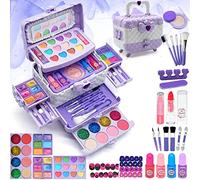 Maquillage Enfant Jouet Filles - Coffret Filles Makeup Set,Lavable Malette Maquillage Jouet pour Enfant,Cadeau De Noël Anniversaire Jouet pour Princesse Fille 4-12 Ans(Violet Clair)