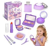 Maquillage Enfant Jouet pour Filles 3 Ans et Plus, Faux Maquillage Kit, Non Toxique Set de Maquillage Enfant avec Rouge à lèvres, Fard à paupières, Pinceaux de maquillage et Barrette (Violet)