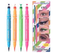 Maquillage Eye Liner, crayon liquide à double tête, outil de beauté étanche | 4 tampons de couleur avec étoile, lune, papillons, fonction de cœur et formule fonctionnelle de bijoux, marqueur pour