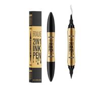 Maquillage Femme Sourcils: Crayon Sourcil Waterproof 2en1 + Teinture, Eye Liner Noir Waterproof, 4 pointes microblading 16H végétalien (04#Noir)