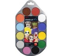 Smiffys Maquillage FX Smiffys, peinture à l'eau pour le visage et le corps, Aqua,12 couleurs, y compris 4 x pinceaux, 2 x éponges et manuel, à base d'eau